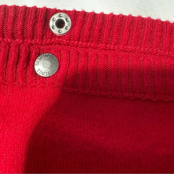 NWT Vince Camuto Holiday Sweater Tulip Red Size XS Loose Fit Snap Collar Closure - Picture 6 of 14